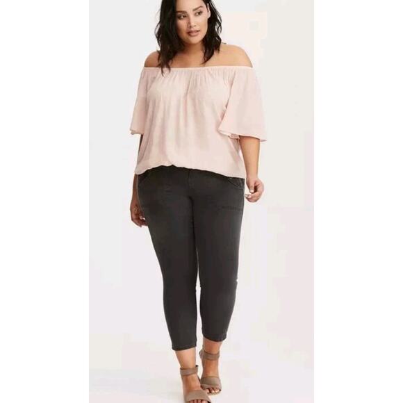 Torrid Boho Blouse 1X Pink Flutter Sleeve Top Feminine Cottagecore EUC - Picture 3 of 8